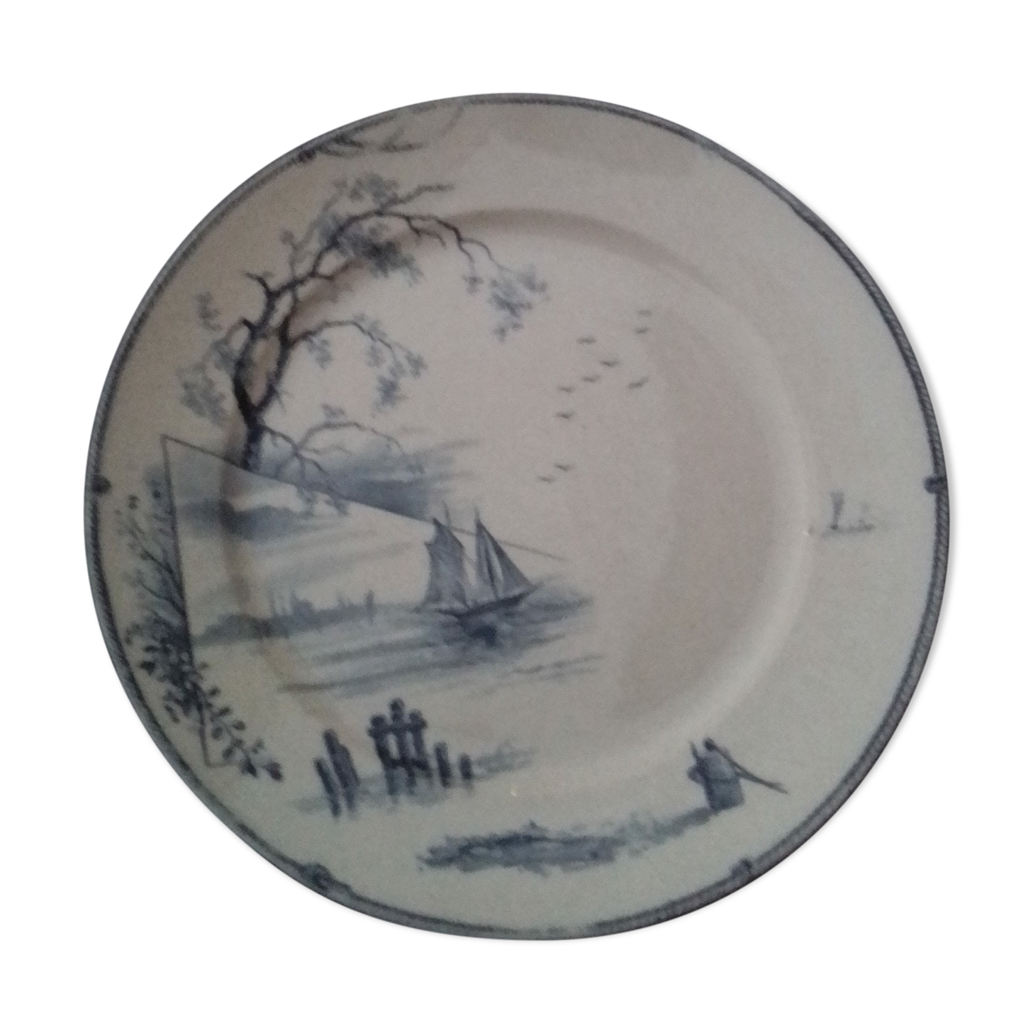 Flat plate HL Mouplot 33 rue de Paradis Paris Asian pattern diam 23 cm