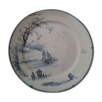 Assiette plate  HL Mouplot 33 rue de Paradis Paris motif asiatique diam 23 cm