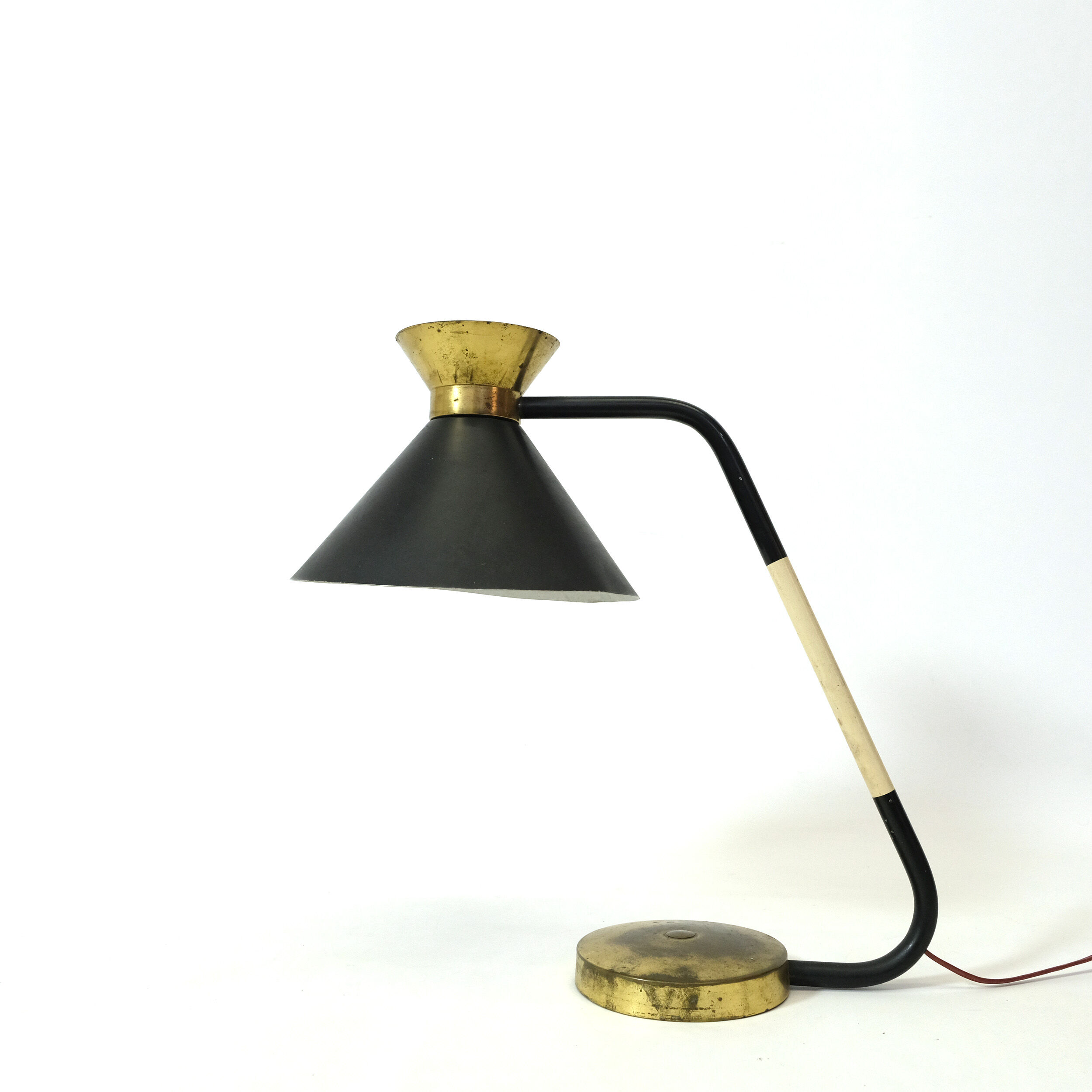 Black and gold diabolo desk lamp, Jumo, 1950/1960