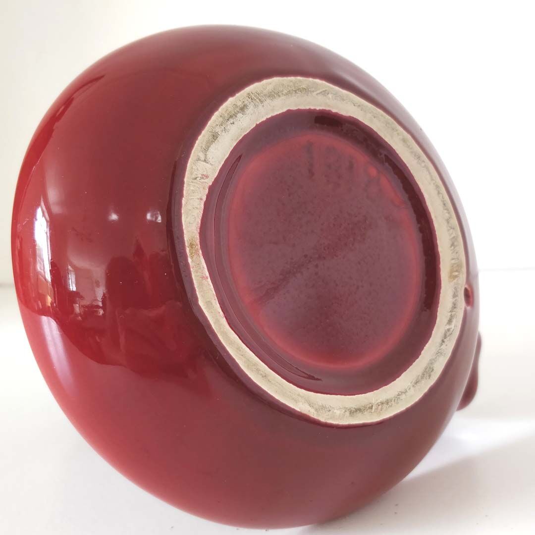 Red Art Deco ceramic candle holder