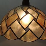 Vintage Capiz Shell Pendant Lamp – Woven Mother of Pearl Shade,