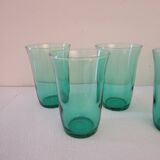 6 green glasses stamped LESIEUR – vintage 60s/70s
