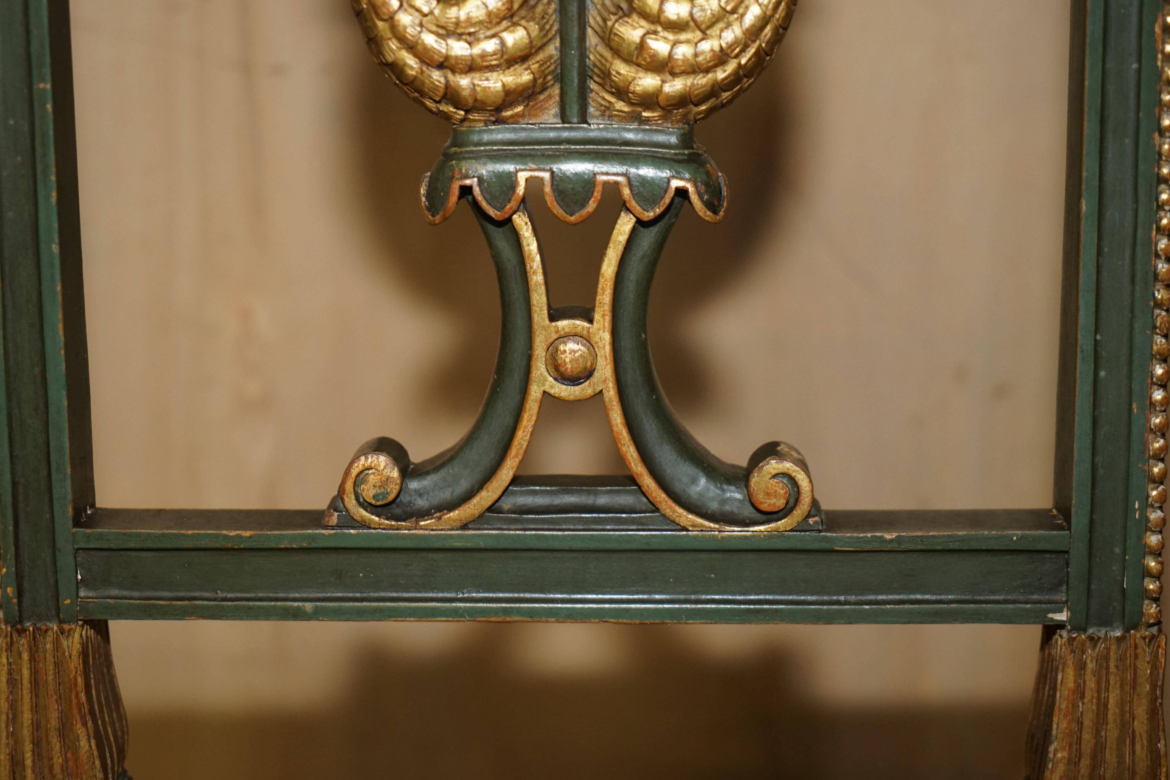 Paire Antique Chaises d'Appoint William Kent Empire Sculptées en Cygne