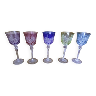 Set of 5 St Louis crystal glasses