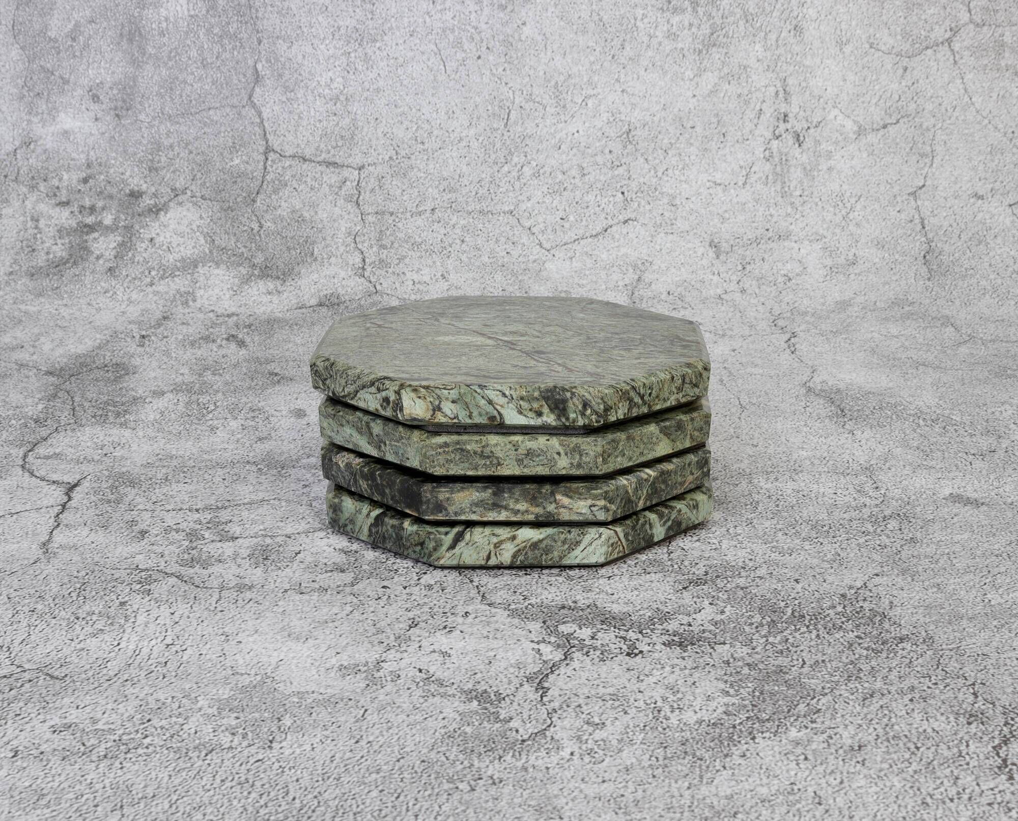 Angelo – Indian Green Octagonal Natural Marble Coasters - set of 4