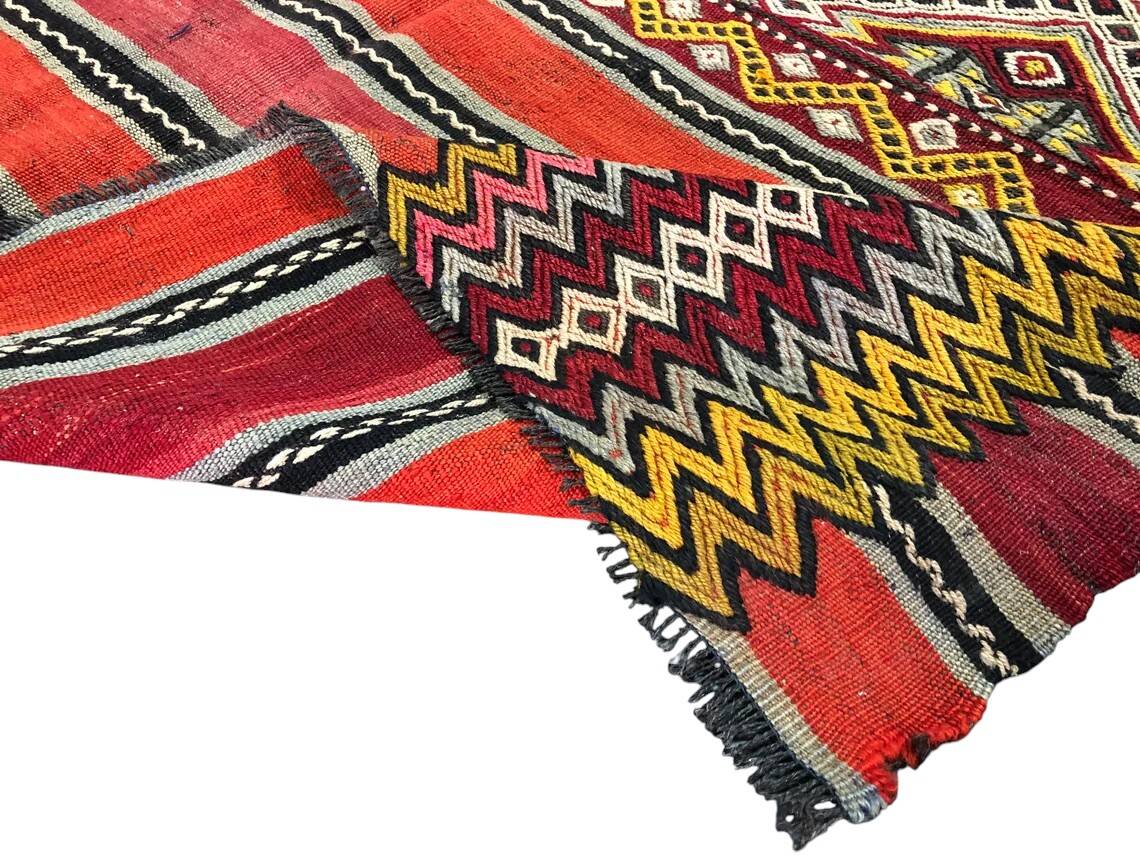 Neutral Orange Turkish Wool Kilim