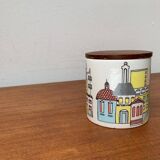 German ceramic box or mid-century biscuit jar with a teak lid by SMF Schramberg Keramik, 1960s