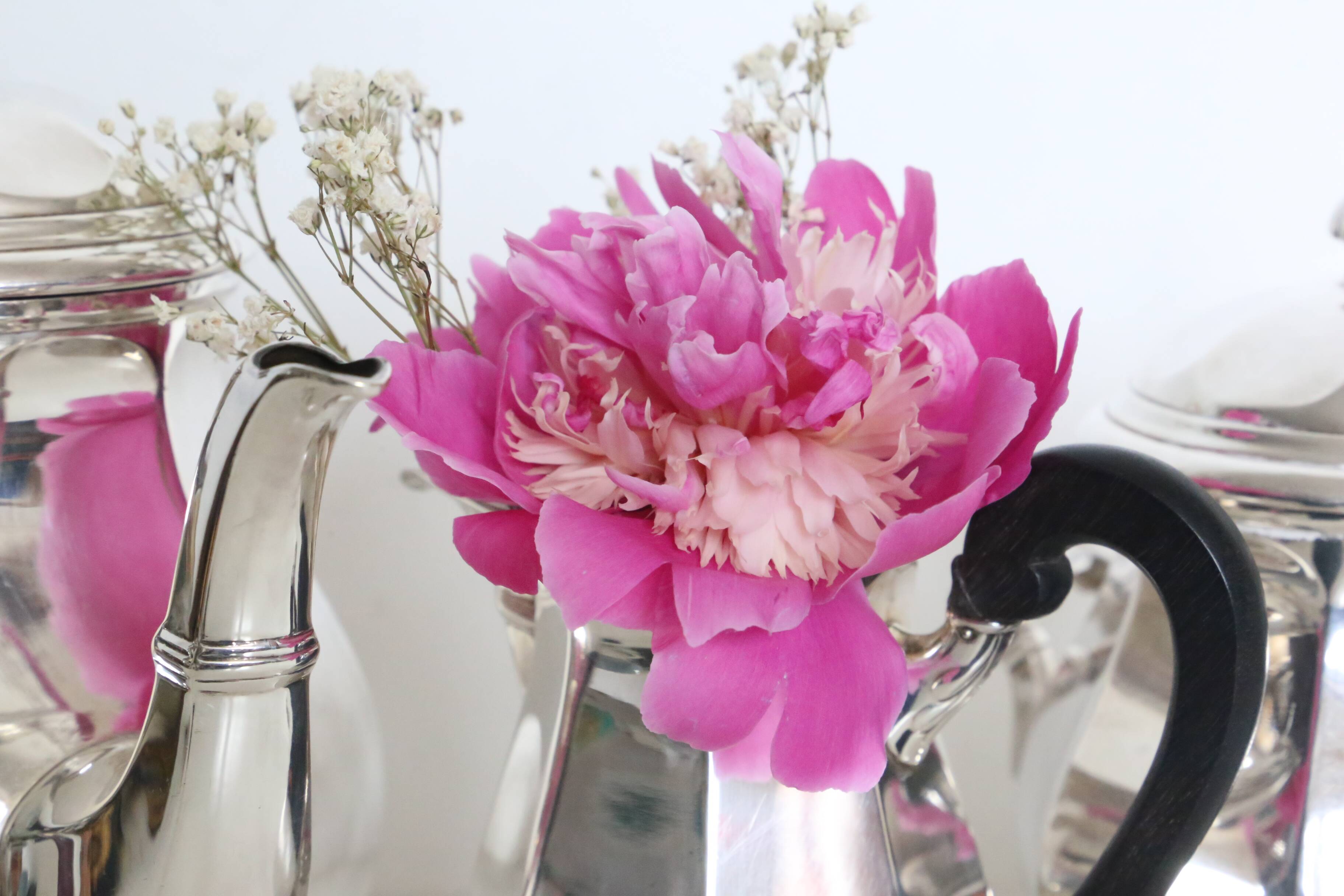 Silver-plated coffee service with ebony handles