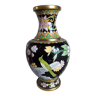 Vase vintage en émaux cloisonné avec un décor floral et d'oiseaux