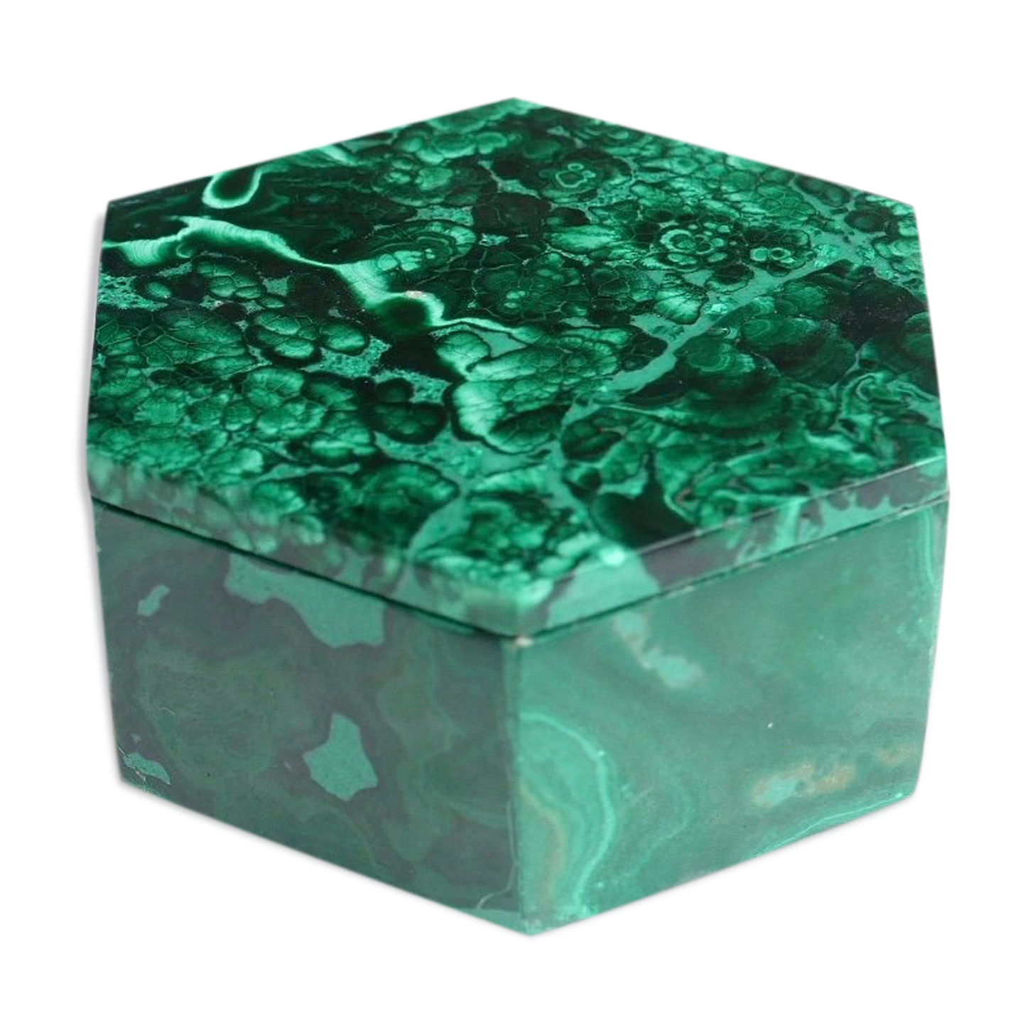Hexagonal box malachite, 70s