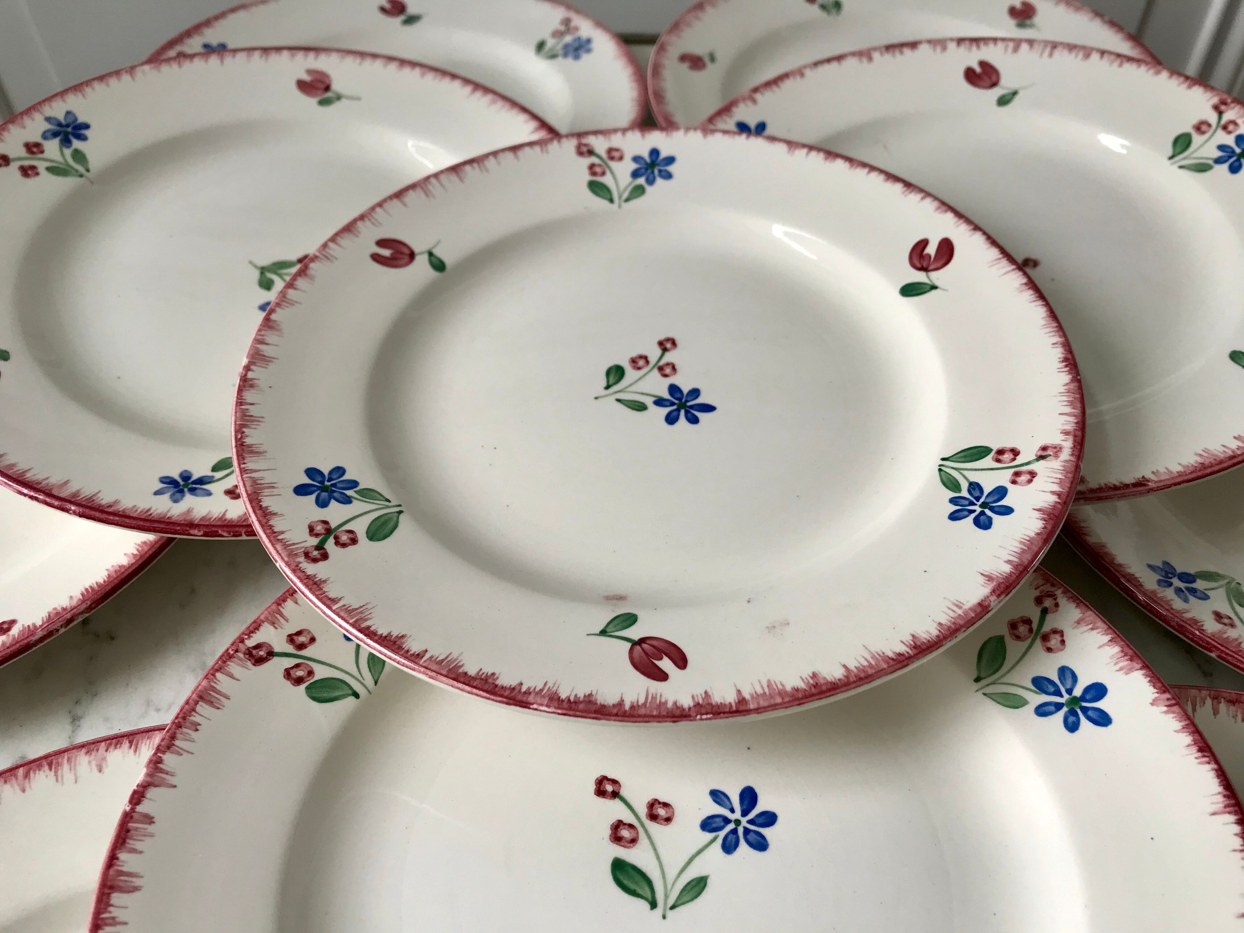 Set of 10 dessert plates badonviller model "dany" years 30-40