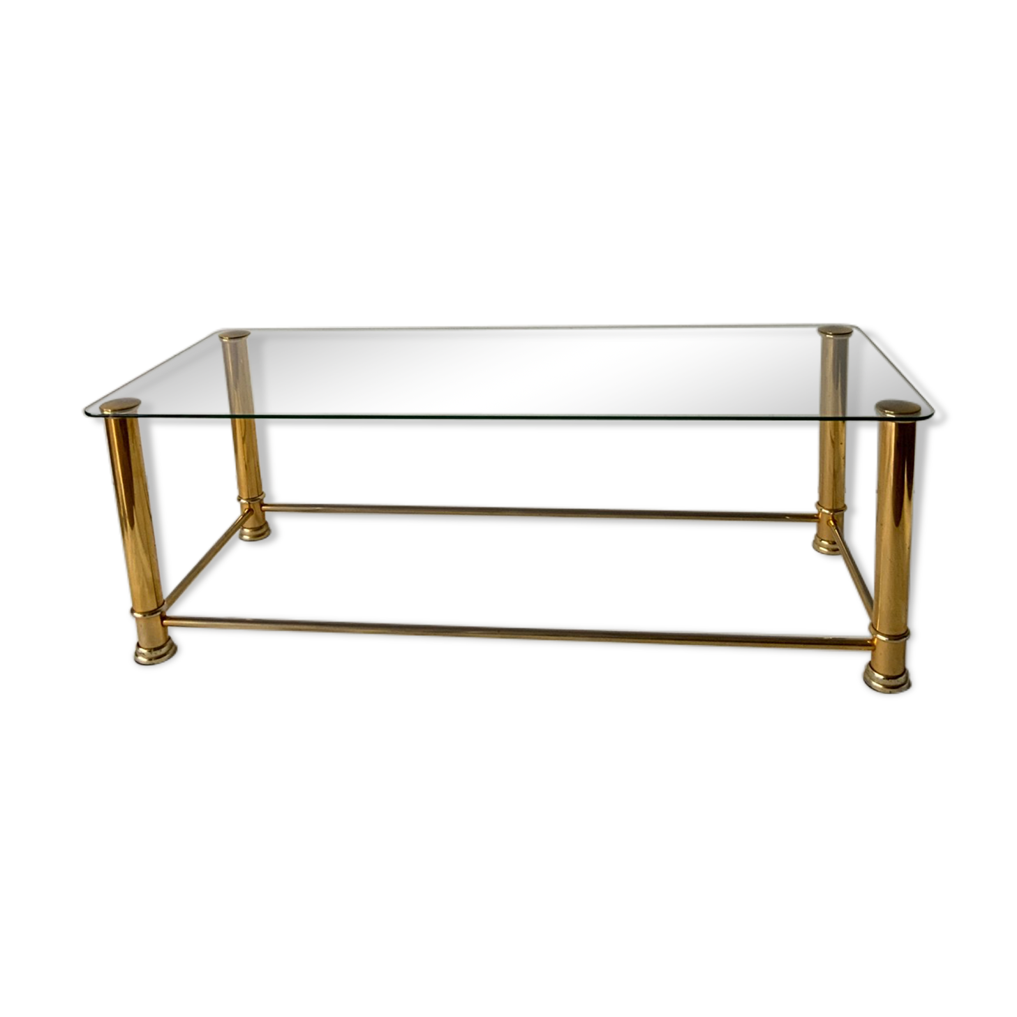 Table basse verre et métal doré