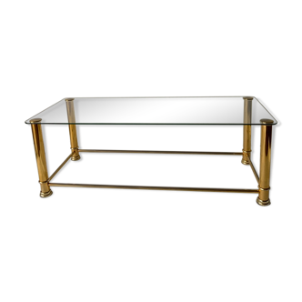 Table basse verre et métal doré