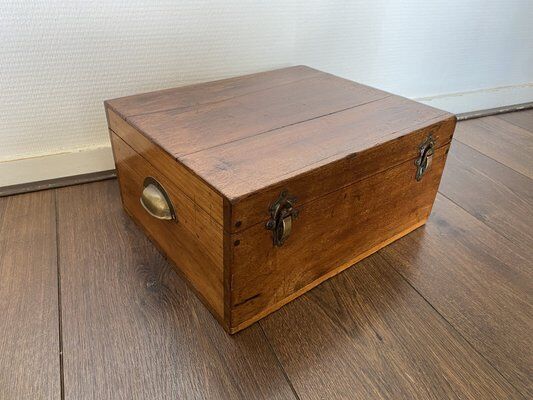 Boîte de rangement vintage en bois 1900s