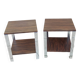 Pair of vintage 70s chrome zebrano wood bedside tables