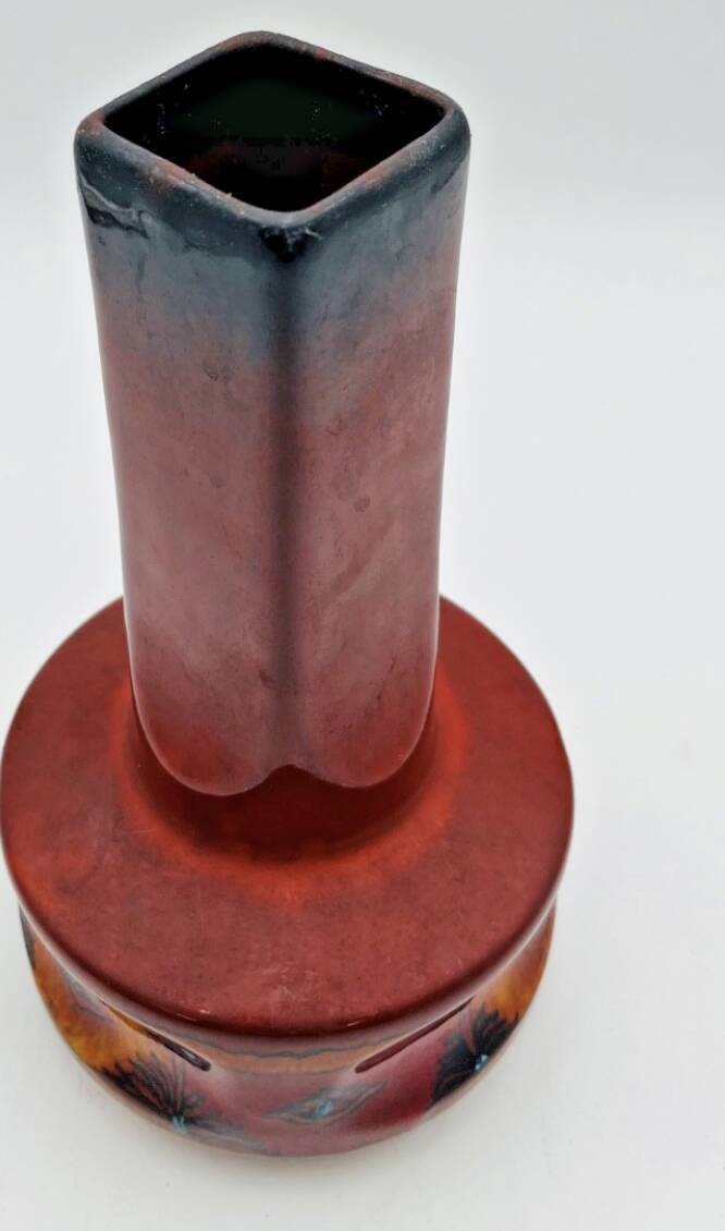 Red Italian ceramic vase by Meloni S. Marino