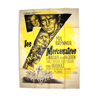 Original film poster "The Seven Mercenaries" 1961 Steve McQueen, Yul Brynner,Bronson...