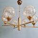 Brass chandelier with amber cracked glass globes, 1950s-60s