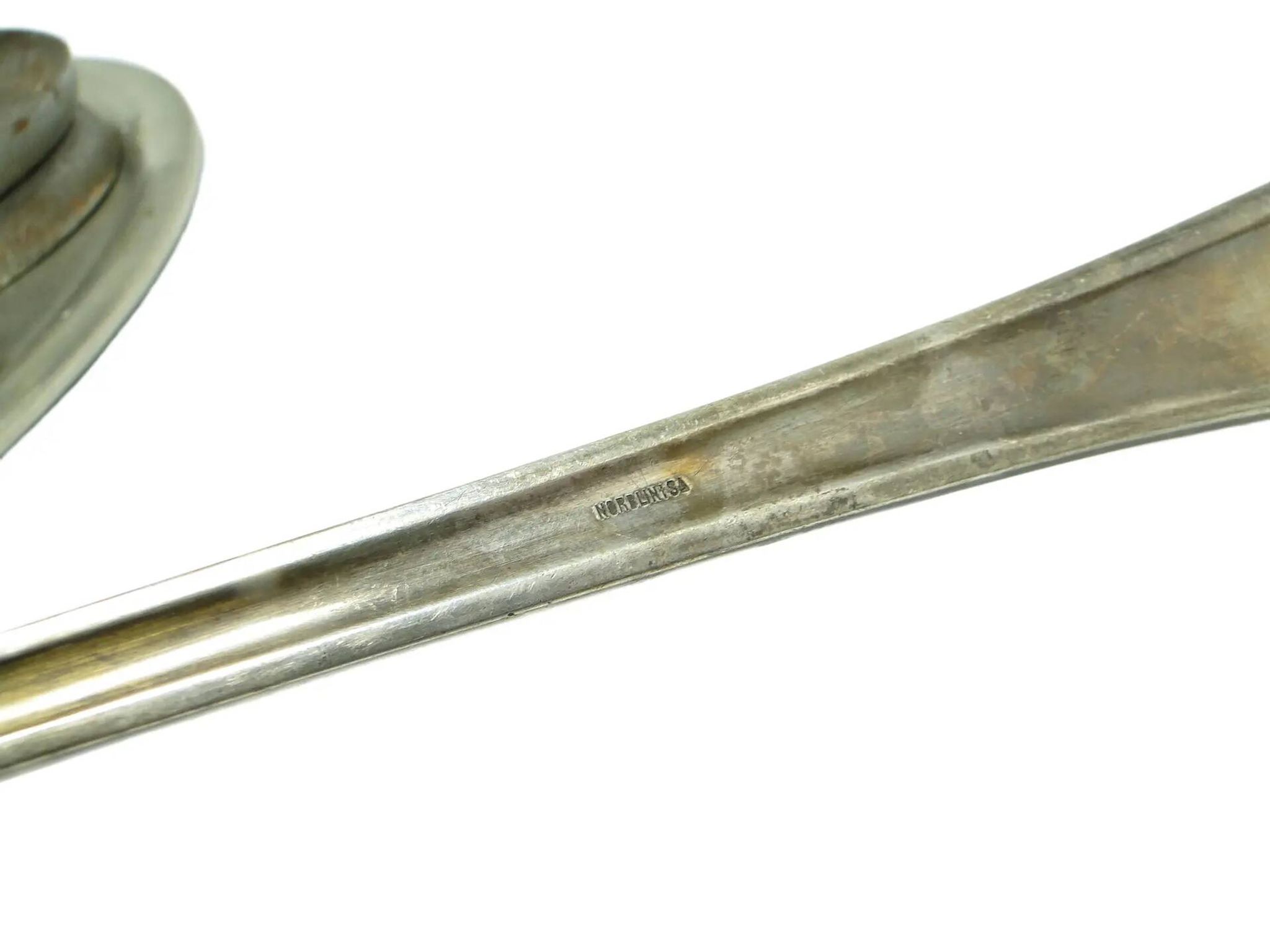 Borówka ladle, Art Nouveau / Art Deco, silver-plated brass, Norblin, Poland, 1920s.