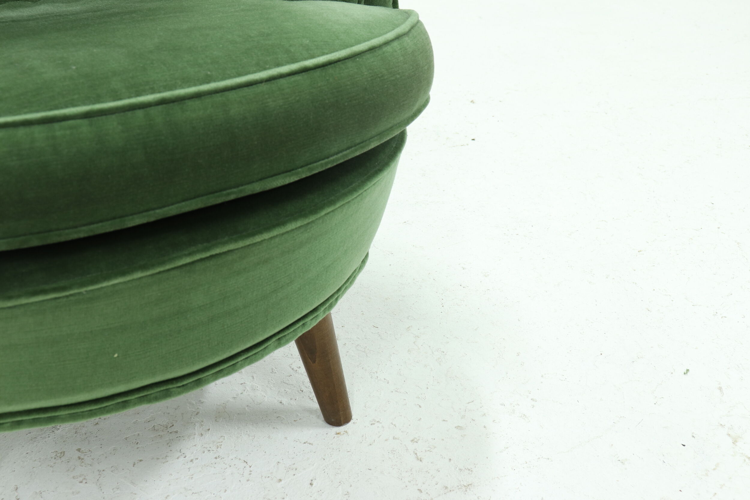 Vintage Green Velour Armchair 1950s