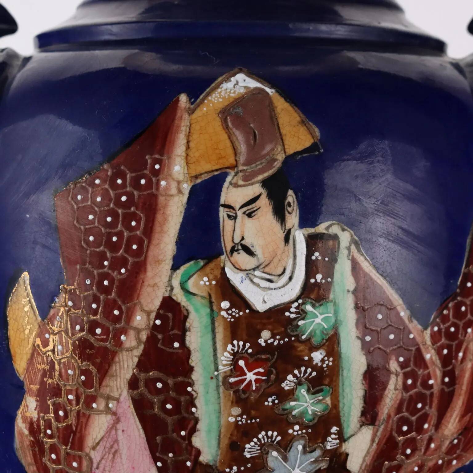 Antique ceramic vase with floral decoration, Japan, early 20th century.