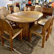 Large Scandinavian pine table - 6 chairs
