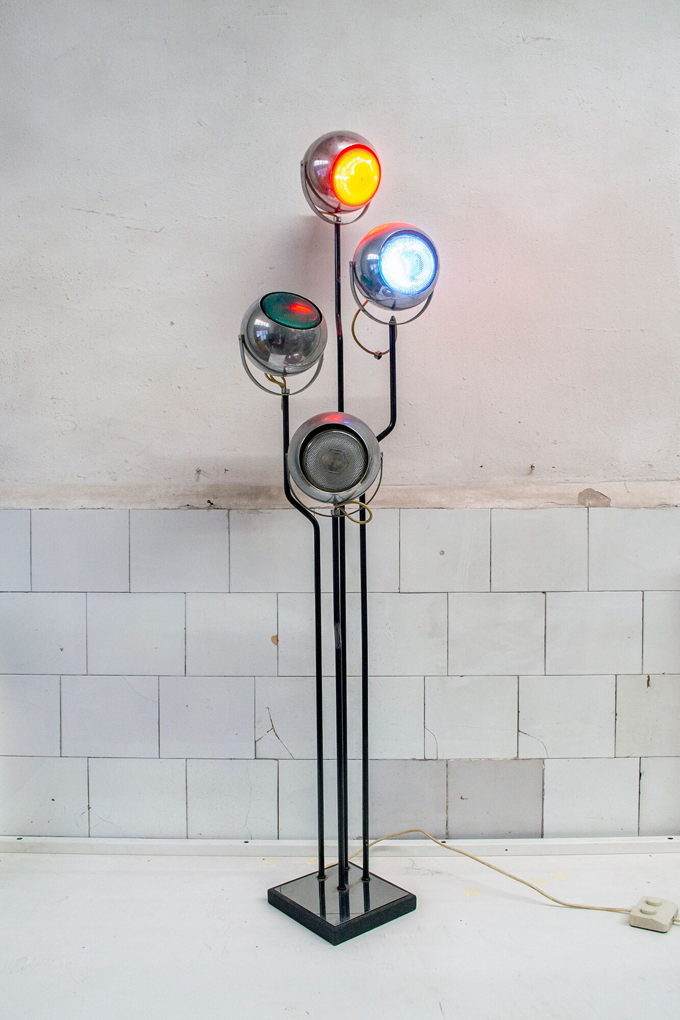 Goffredo Reggiani lamp for Reggiani, double ignition, coloured lights, Italy, 1960s
