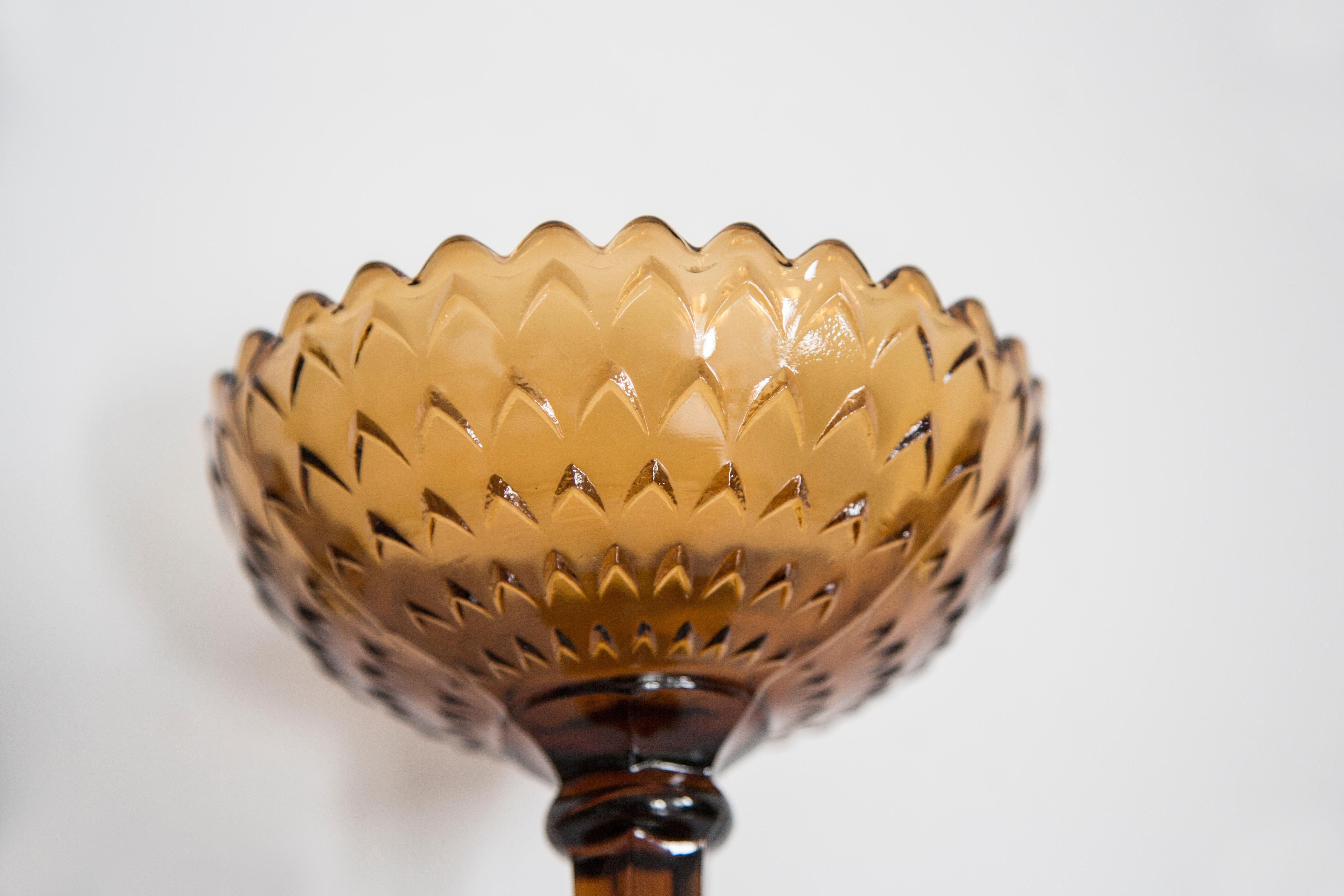 Vintage glass sugar bowl in brown, yellow, and orange, Italy, 1960s.
