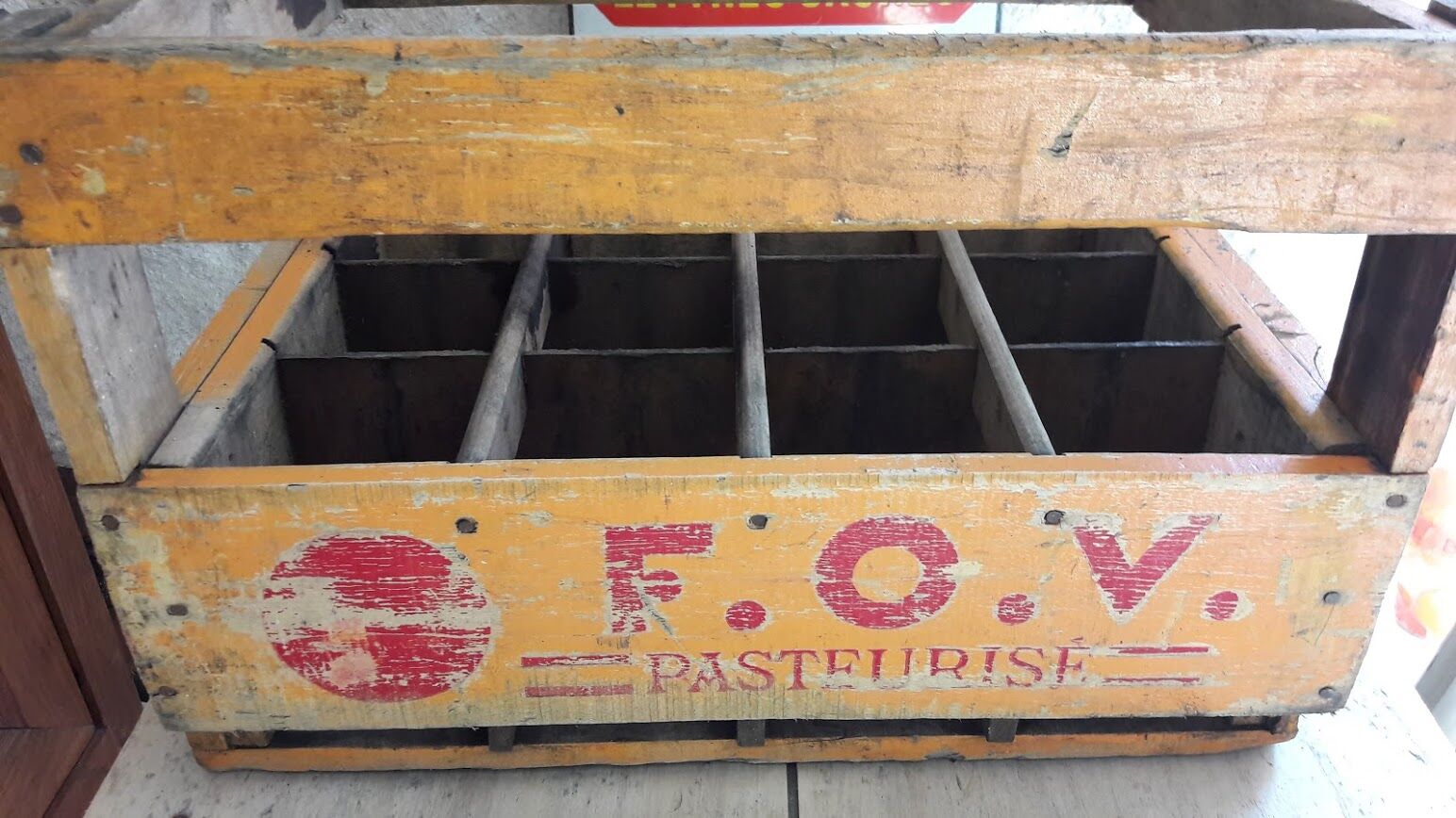Old locker wooden milk bottles