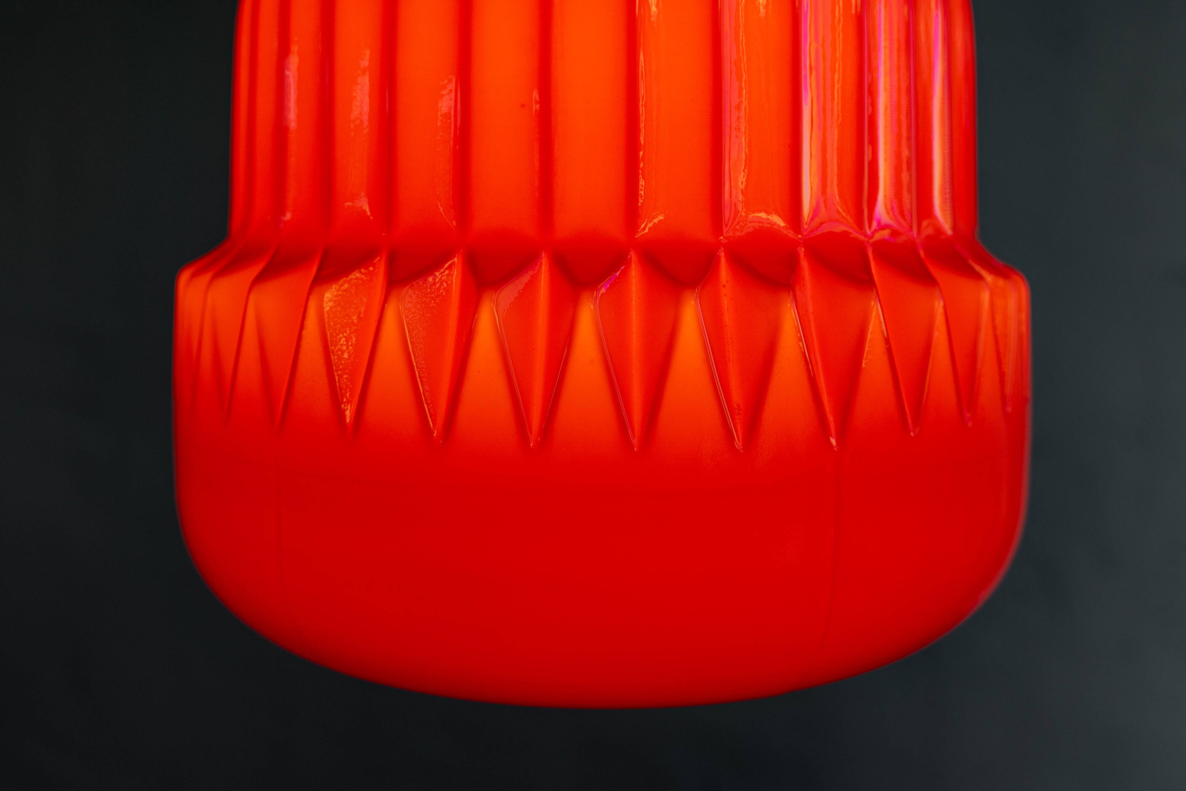 Vintage Czechoslovak Glass Hanging Lamp By Osvětlovací Sklo, 1970s