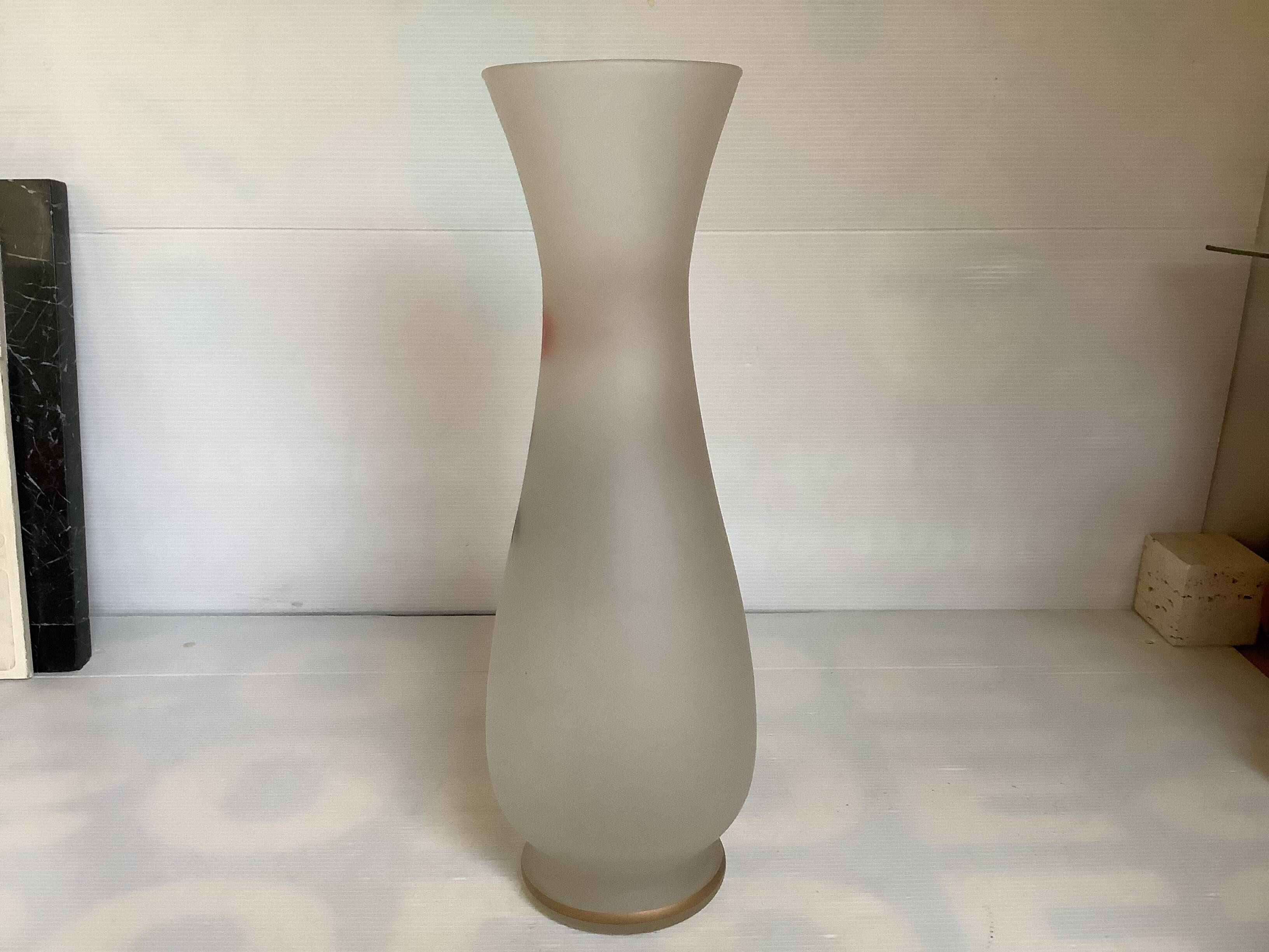 Large frosted glass vase flowers