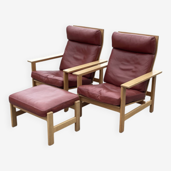Set of two Vintage easy chairs model 2461 by Søren Holst for Fredericia Stolefabrik, Denmark 1980