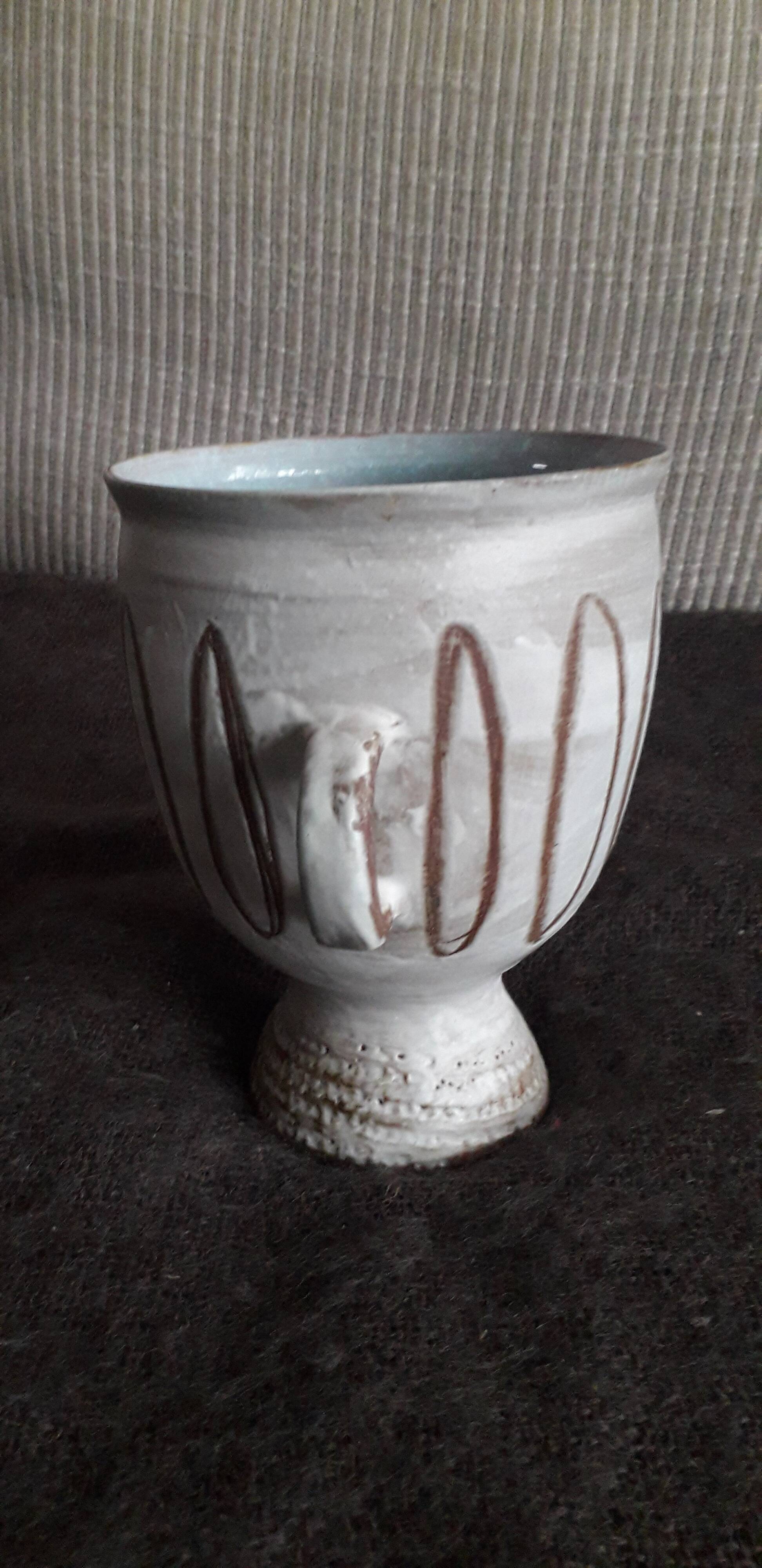 Vintage ceramic vase Vallauris signed