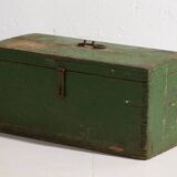 Coffre ancien petit en bois de couleur verte (vers 1910) #6
