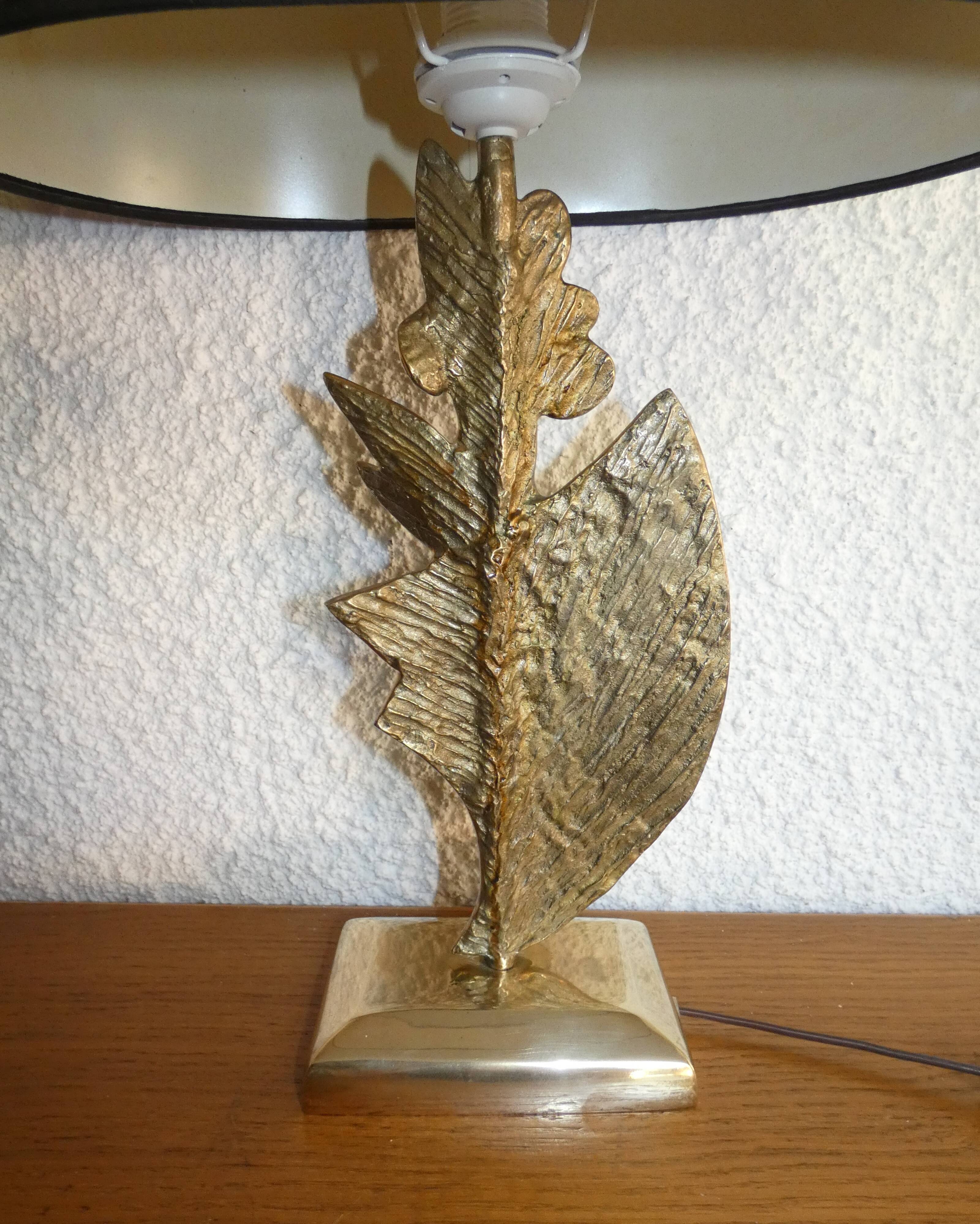 Brutalist bronze lamp signed 1970