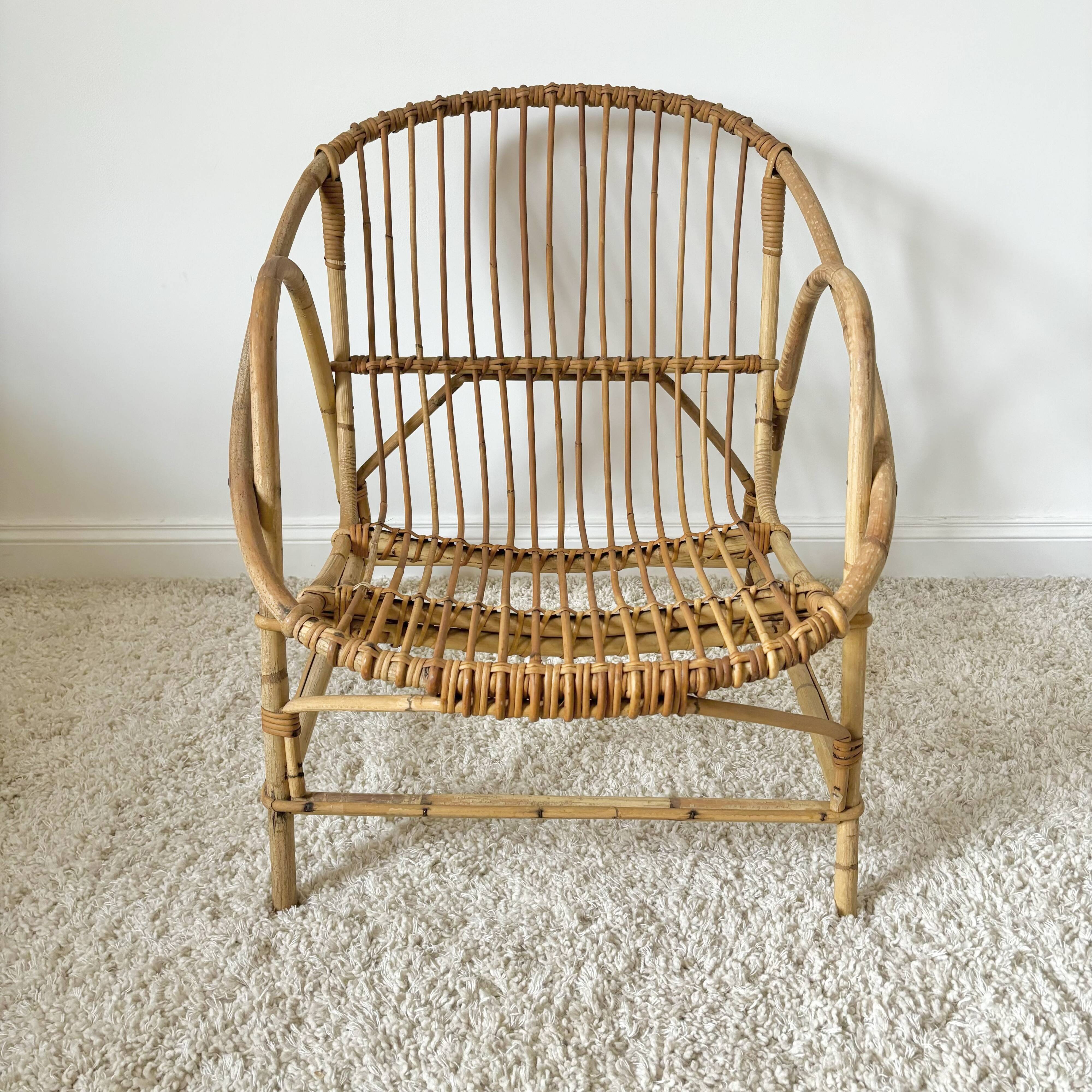 Rattan shell armchair