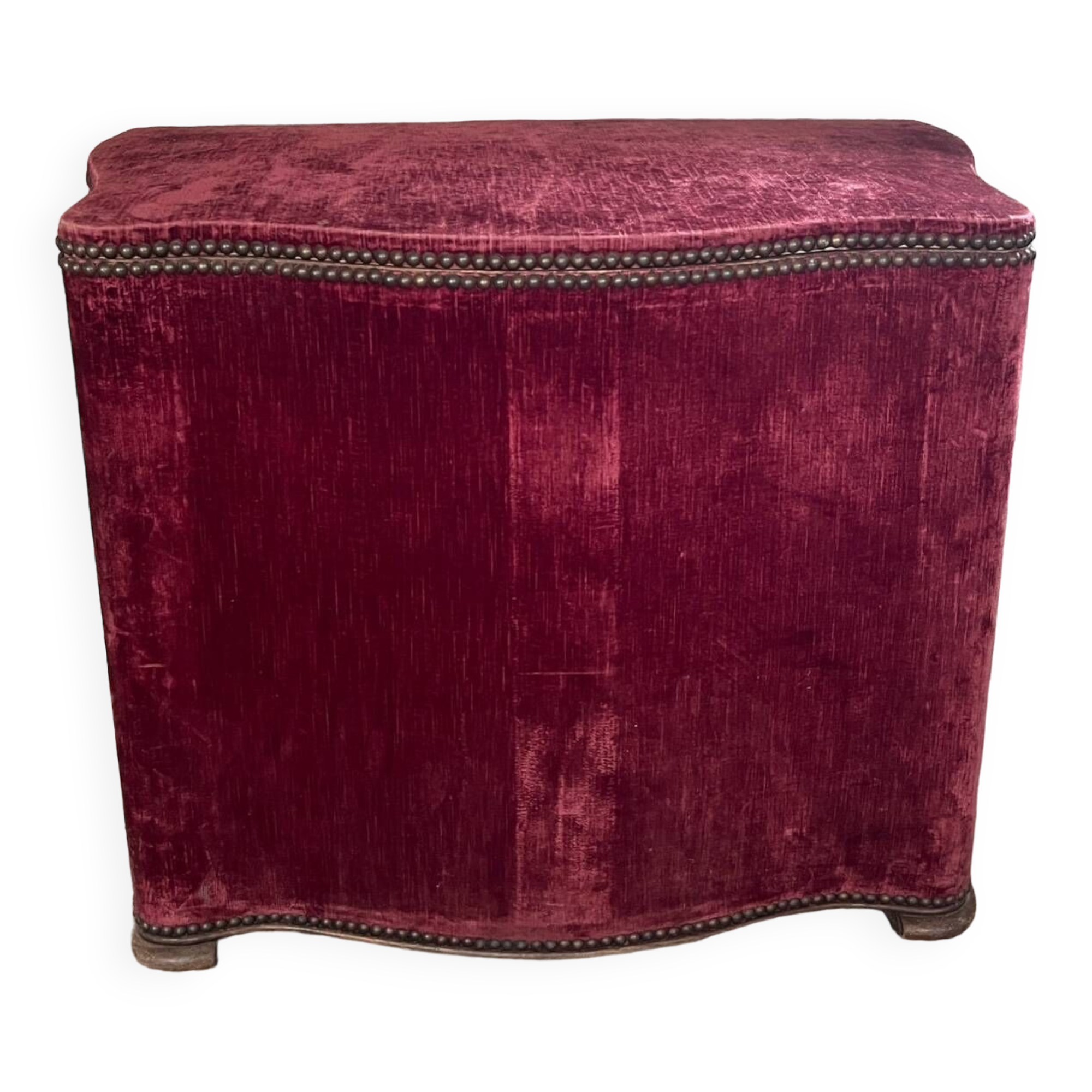 Coffre XIXem Napoléon III, bois et velours rouge