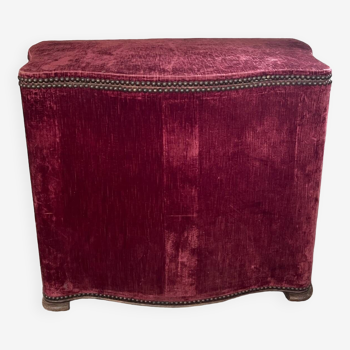 Coffre XIXem Napoléon III, bois et velours rouge