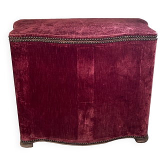 19th century Napoleon III chest, wood and red velvet