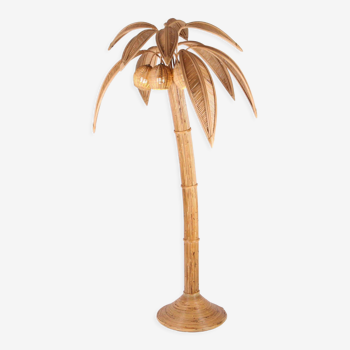 Coconut & palm floor lamp in natural rattan