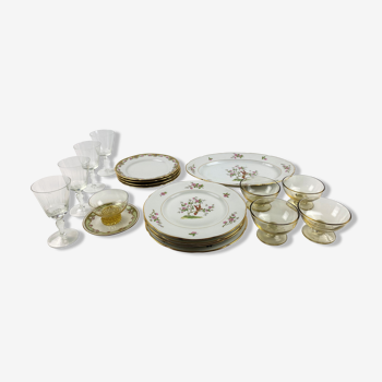 Depareille table service - glassware and porcelain - 4 cutlery -19 pieces