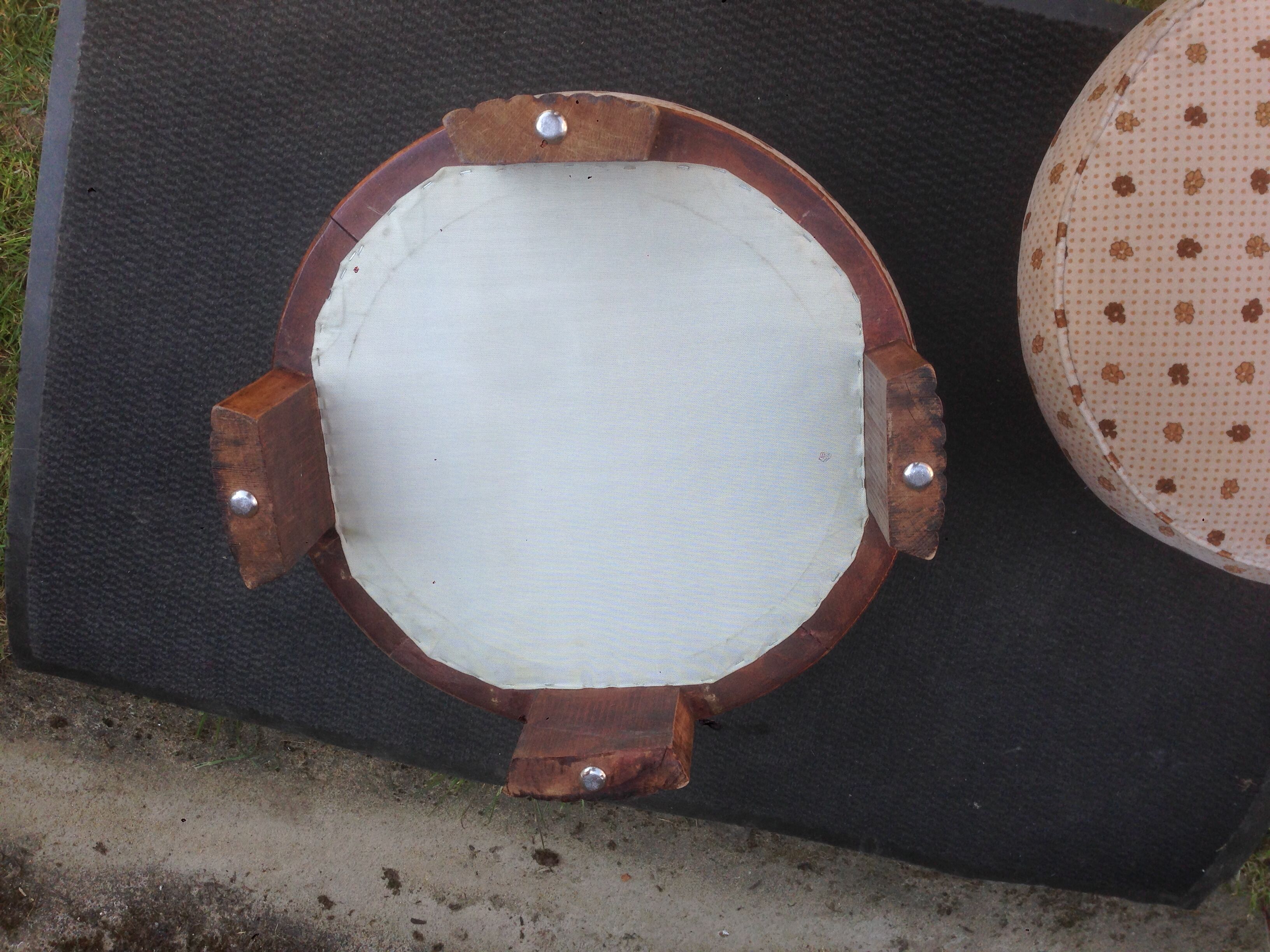 Pouf Art Deco 1930s footing in beech and fabric
