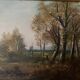 Oil on canvas forest landscape by L. Henry Barbizon early 20th century