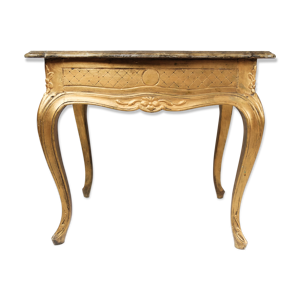table d’appoint rococo avec plateau marbré et cadre en bois doré, années 1860