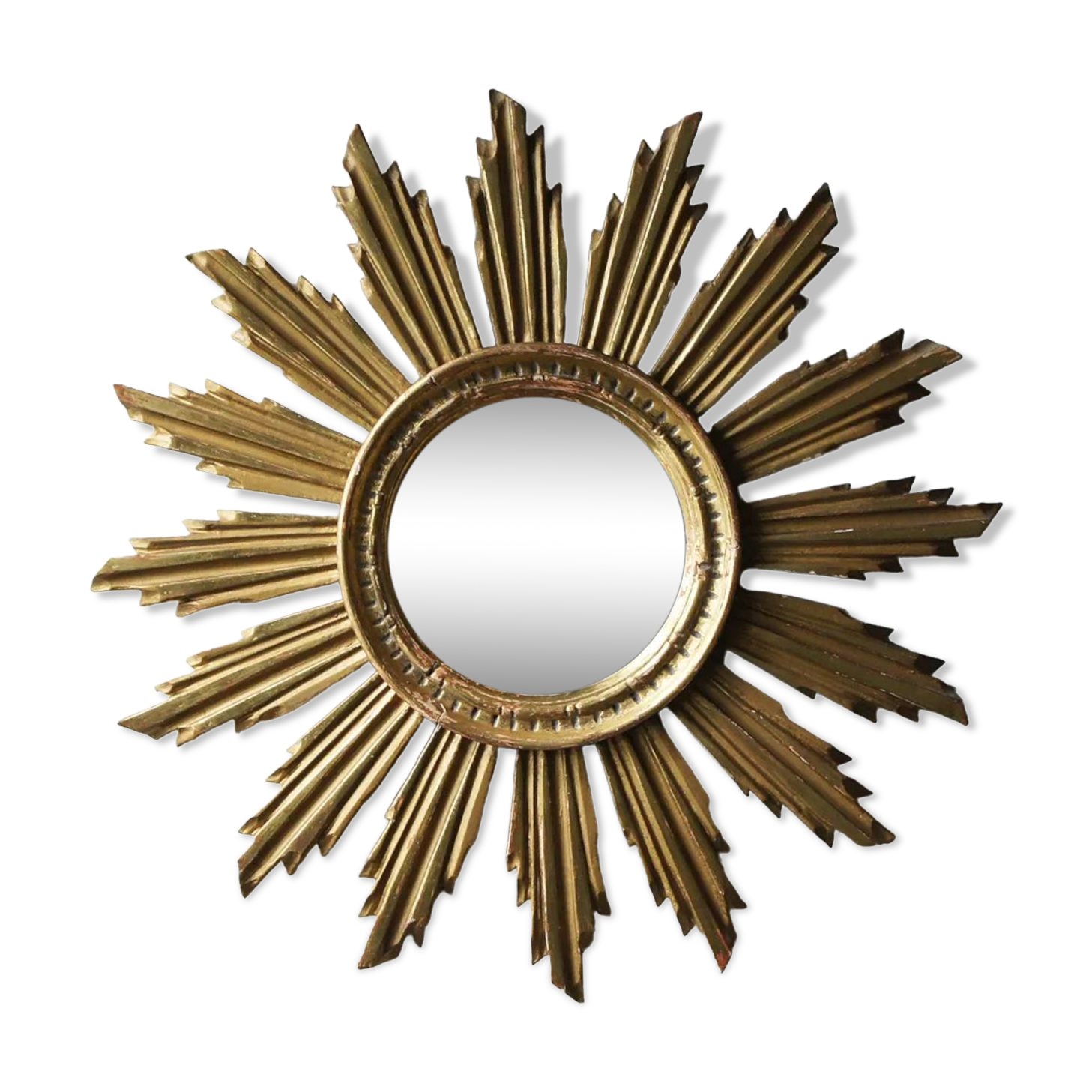 Mid-century sun mirror in wood