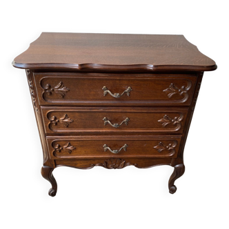 Chest of drawers XXth 3 drawers solid oak style Louis XV