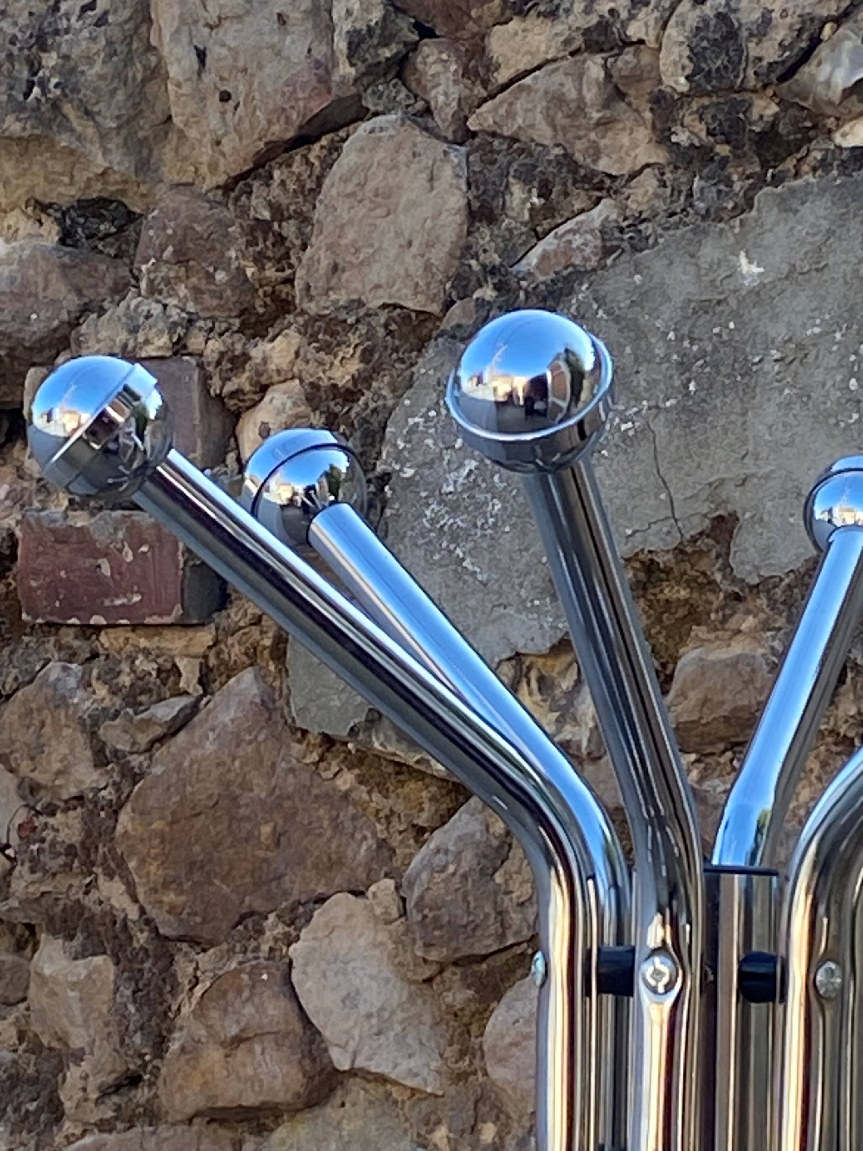 Vintage 1970s chrome metal coat rack