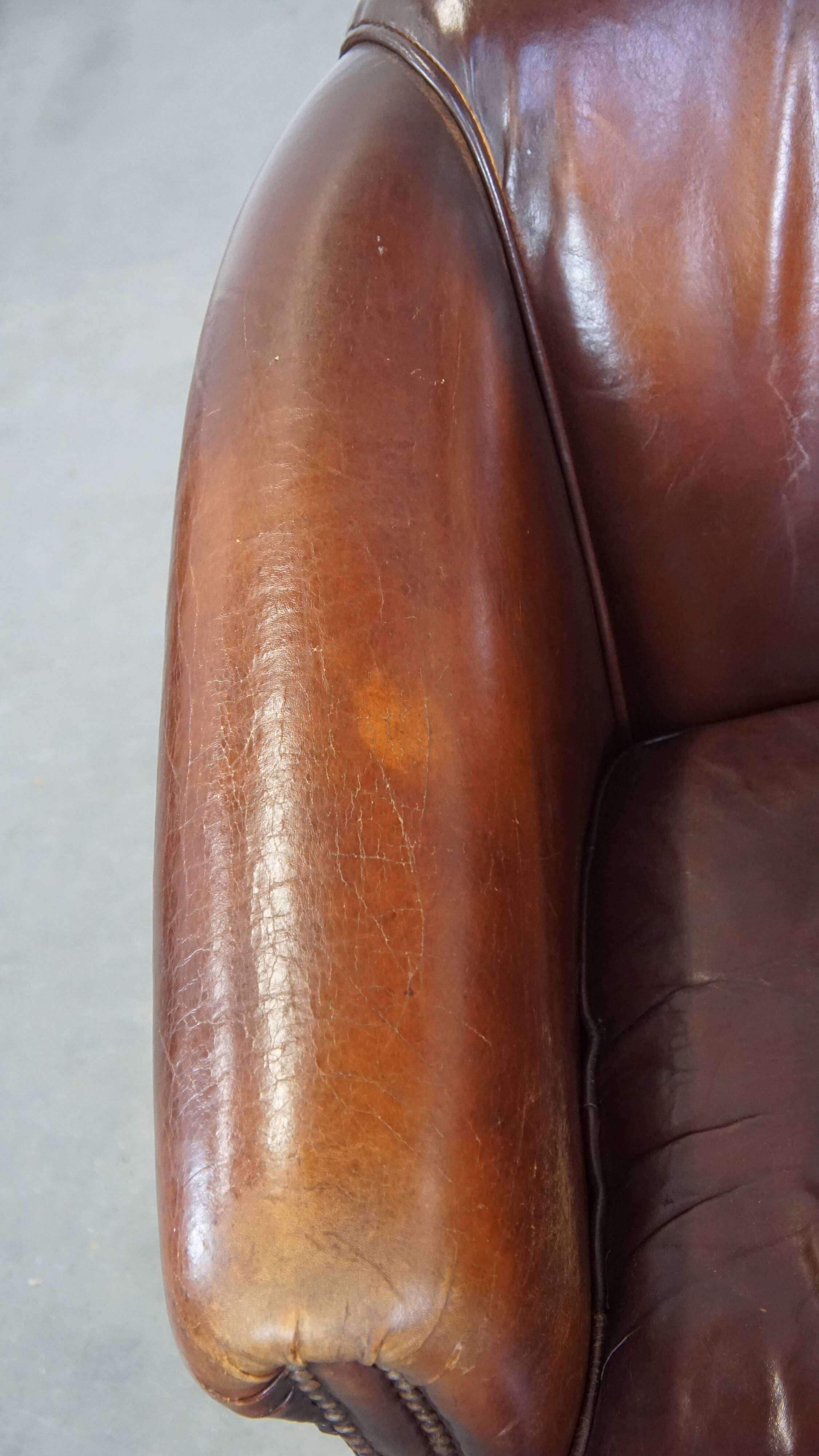 Vintage club armchair made of sheep leather