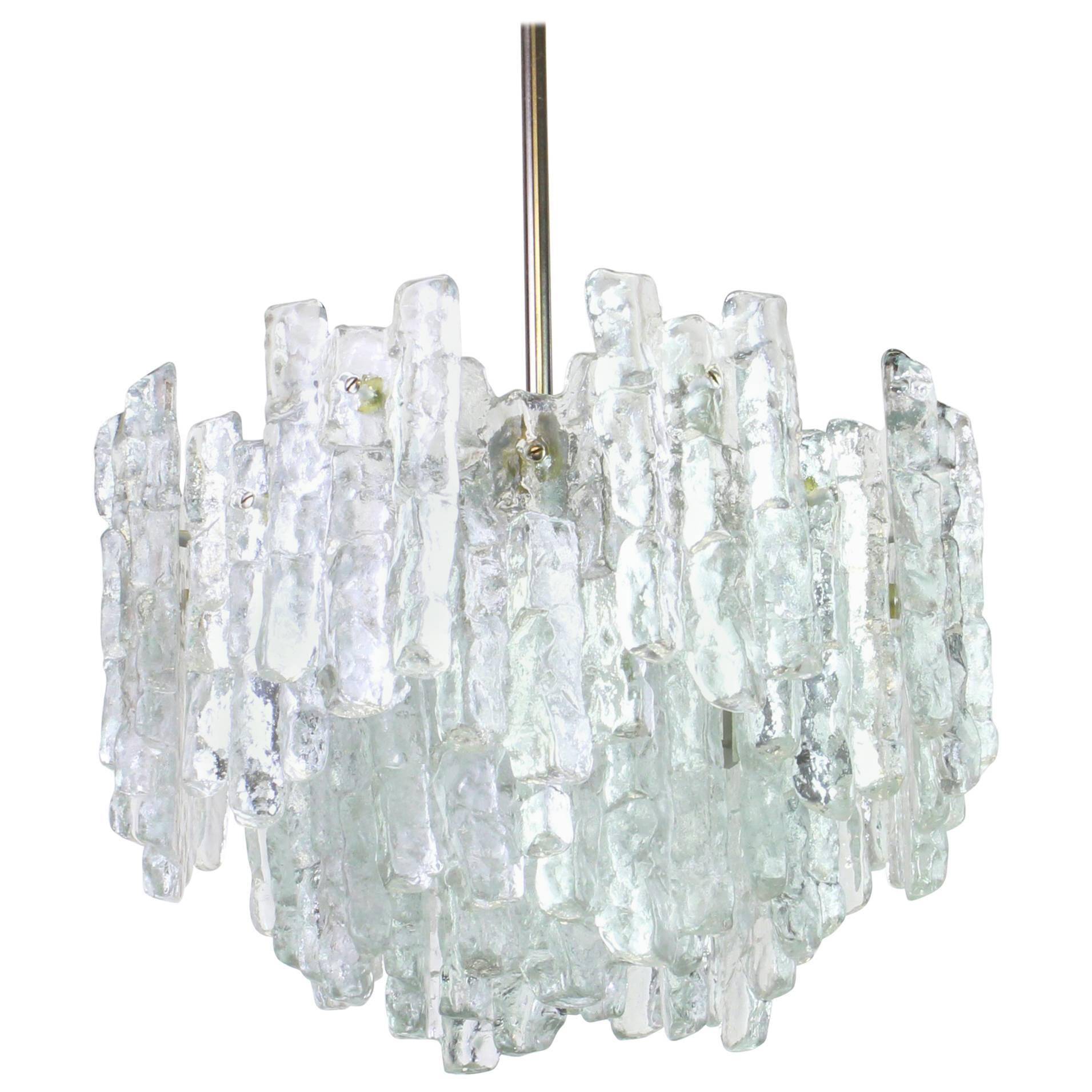 Glass ice Murano chandelier by Kalmar, Austria, 1960s