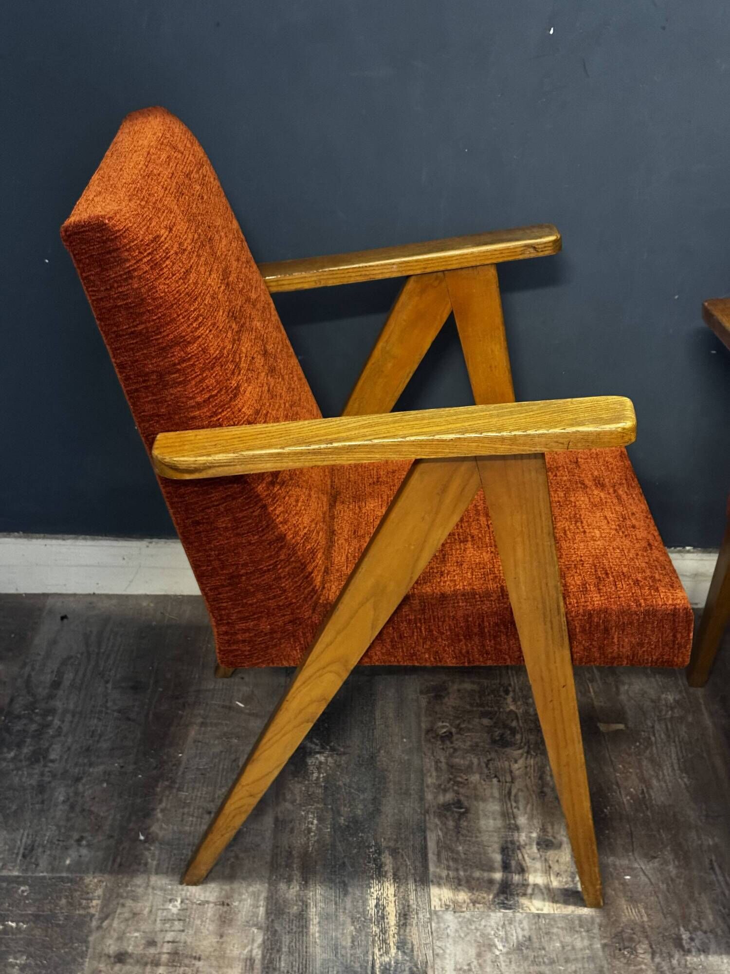 Pair of restored vintage compass armchairs from the 1950s/1960s.